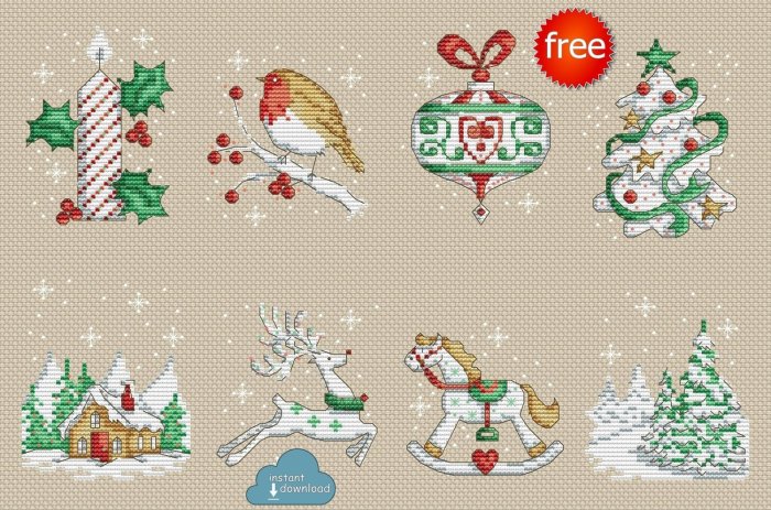 Christmas cross stitch ornament patterns free